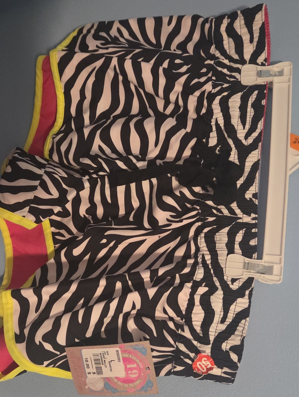 Zebra Print Women's Shorts with Pink & Yellow Trim